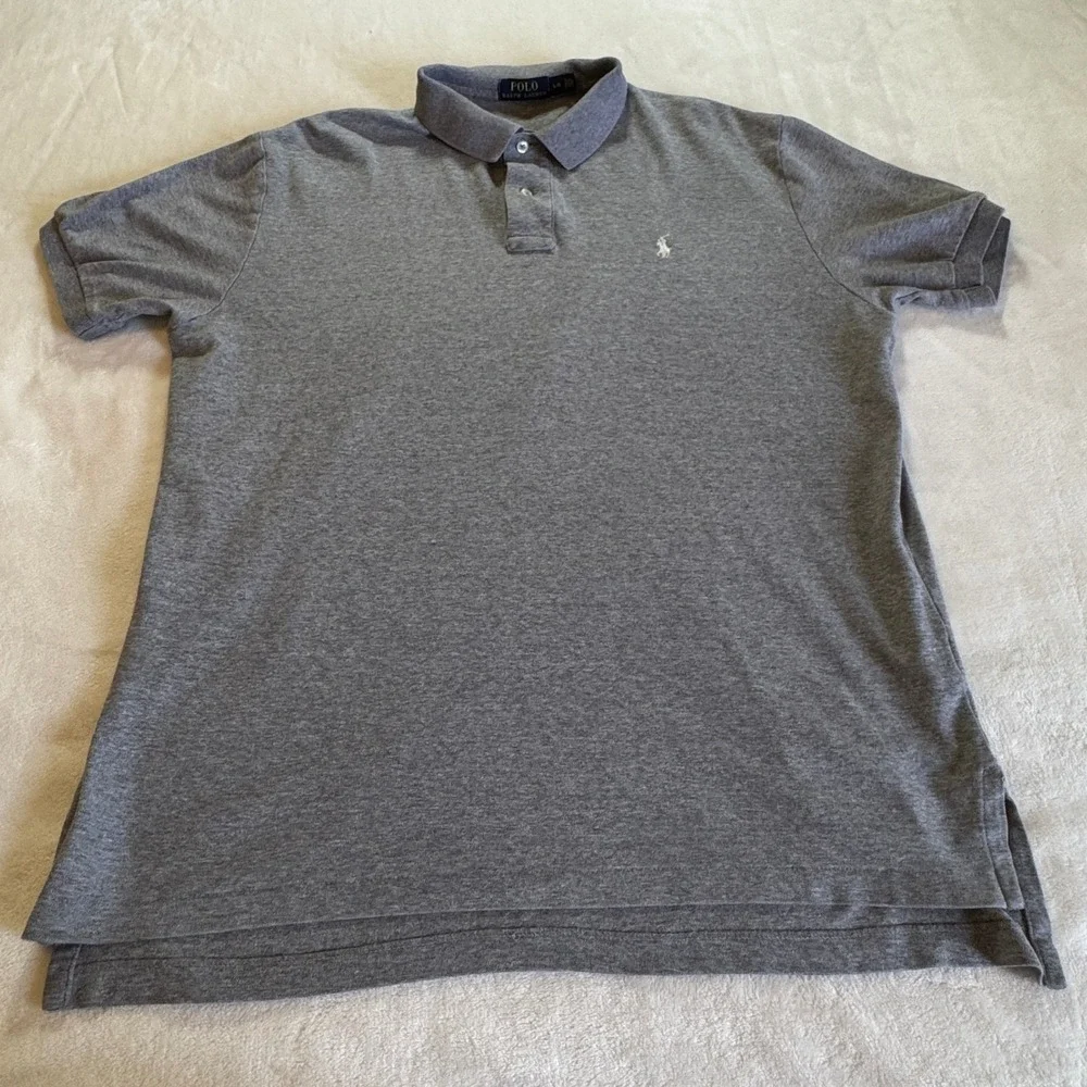Polo Ralph Lauren Polo Shirt Mens Large Gray Short Sleeve Mesh Pony Logo